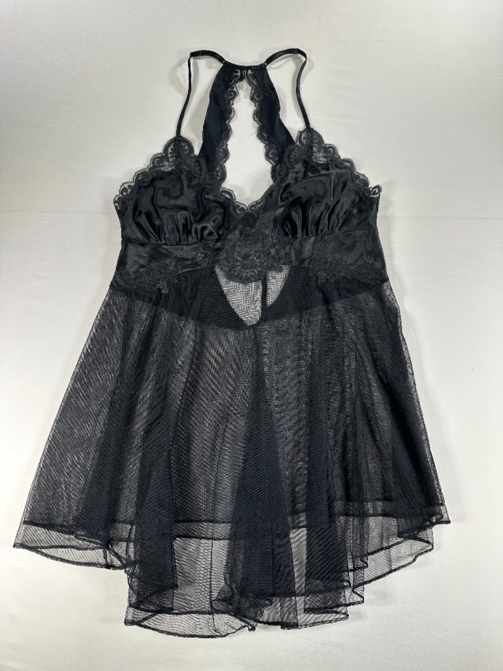 Victoria's Secret Y2K Black Lace Babydoll Chemise Nightie M